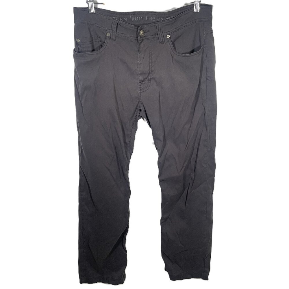 Prana Brion Pants Mens 34x30 Slim Fit Outdoor Hiking Gray Fit 33x29